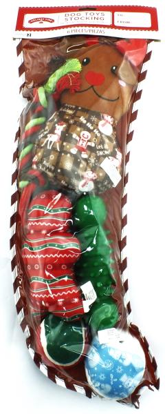 HOLIDAY TIME Dog Toys Stocking 6 Pieces Hundespielzeug Set